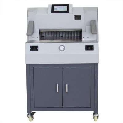 China Chinese automatic electric press 500V9 guillotine paper cutter white paper 490 copy cutting machine new mini a3 a4 80mm for sale