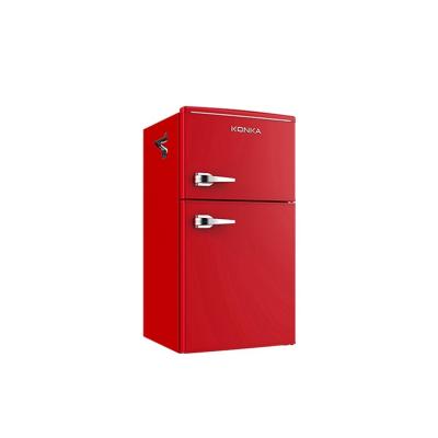 China Retro Look Small Red Side-Opening Double Door Freezing And Refrigerating Dual Mode Refrigerator for sale