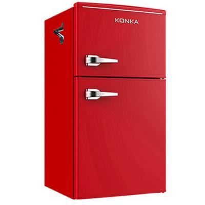 China Otaku 95L Retro Look Compact Fridge Exclusive Large Capacity Two Door Can Store Drinks And Snacks for sale