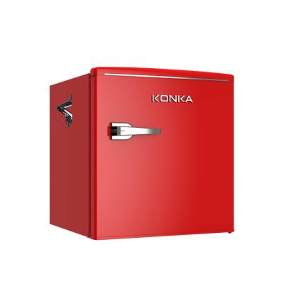 China Retro look side-opening retro compact and quiet look refrigerate and freeze small food volume refrigerator for sale