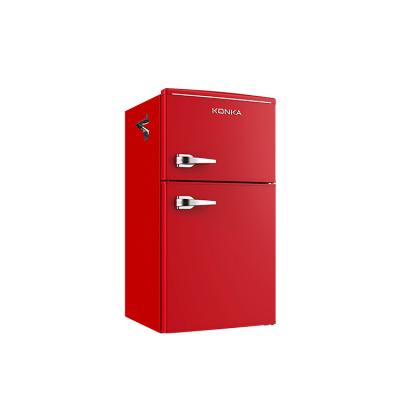 China COMPRESSOR 95L Mini Compact Refrigerator and Freezer Hot Selling Amazon Double Door Fridge for Hotel Apartment Dormitory for sale