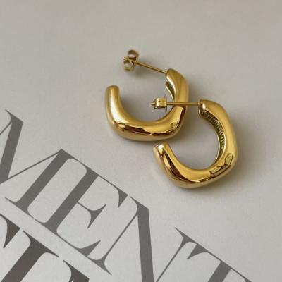 China 18k gold titanium steel ear decoration c shape piercing earrings famous trendy girl small near me for sale