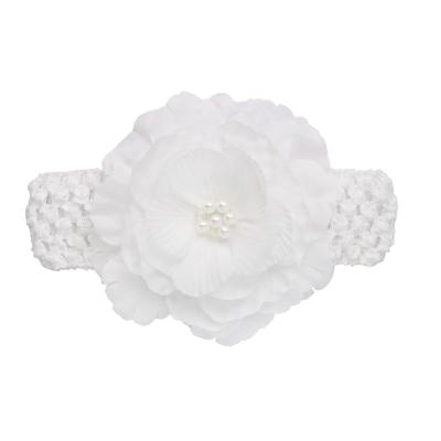 China For sale children's white pearl headbands hair decoration baby girls winter direct accessories soft fabric headband with elastic band for sale