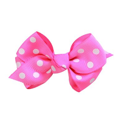 China For Girls' Beauty Supplier Large Gold White Dots Flat Tip Clips Designs Custom Girl 3 Inch Hair Bows Per Dozen for sale