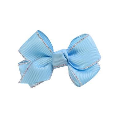 China For girls beauty diy stripe bowsknot solid blue character hair bows whth bow clip custom design for sale