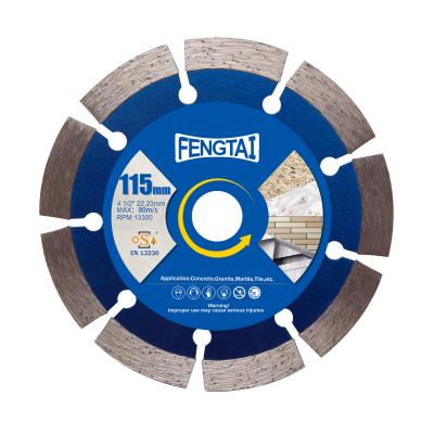 China Diamond Segment & 65Mn Steel Body 115*2.0/1.2*12*9T*22.23mm Cold Press Sintered Diamond Segmented Diamond Saw Blade For Cutting Dry Concrete for sale