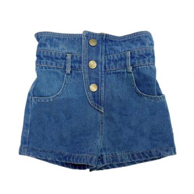 China New Arrival 3 Buttons Breathable Girl Summer Casual Ruffle Shorts High Waist Denim Shorts For Kids for sale