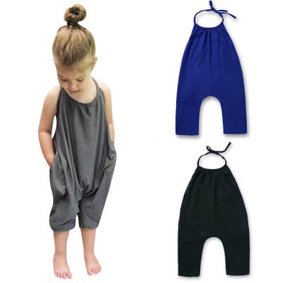 China Girls Comfortable Summer Kids Overalls Breathable Hot Selling Sleeveless Romper With Pockets for sale