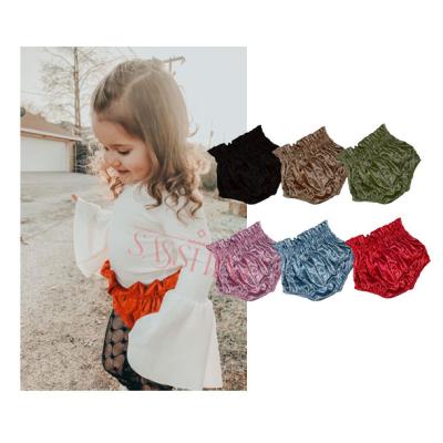 China Wholesale Breathable Solid Color Bummies High Waist Shorts Toddler Ruffle Velvet Undo for sale