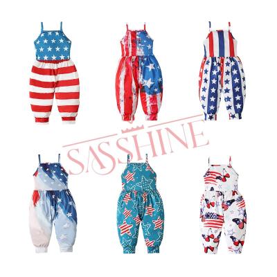 China Breathable Kids Toddler Babies 4th of July Summer Romper Sleeveless Jumpsuit Playsuit Clothes Independence Day for sale