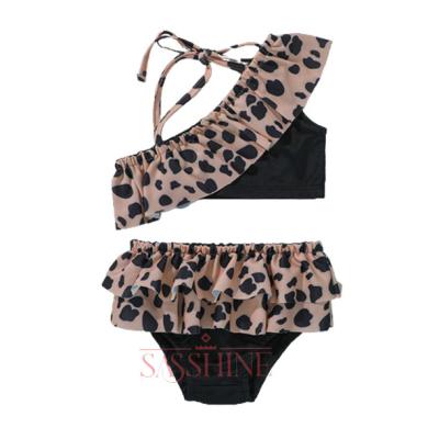 China Wholesale Breathable Ruffle Leopard Child Swimwear Floral Baby Kids Two Piece Swimsuit For Girls for sale