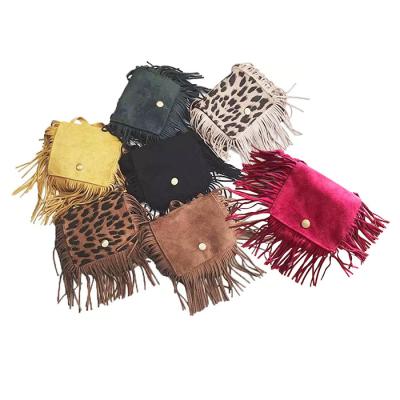 China 2022 Hot Sale Fashion Babies Leopard Tassels Pinch Western Mini Coin Purses Children Toddler Solid Messenger Bag for sale