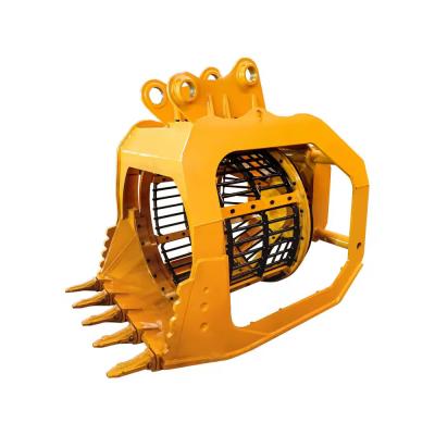 China Rotary Screening Bucket Excavator Attachments Hydraulic Drum Screening Hopper Rotating Screening Bucket for sale