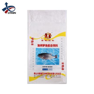 China Shock Resistance /moisture Proof Factory Durable Laminated Plastic Composite Fish PP Bopp Animal Feed Woven Bags for sale