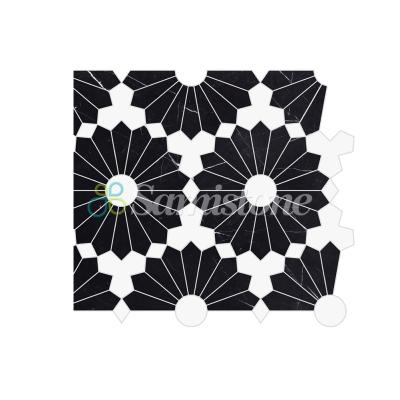 China Modern Paper Onyx Samistone Thassos Nero Marquina Mosaic Tile Original Design Waterjet for sale