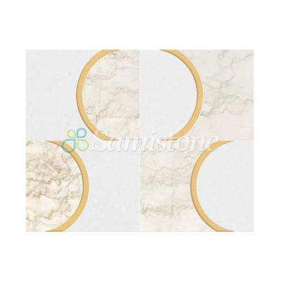 China Samistone Nero Marquina Modern White Lime Thassos White Waterjet Mosaic Tile for sale