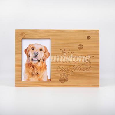 China European Style Photo Pet Memorials Urn America Gift OEM Customized Yellow Wooden Cats Box Logo Bamboo Pet Caskets For Pet Ashes for sale