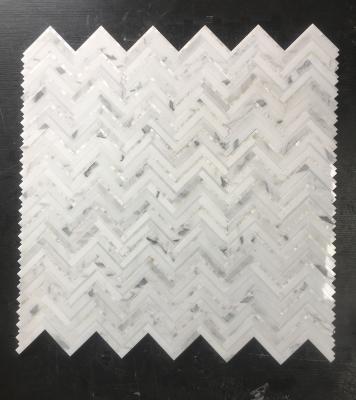 China Samistone Pearl Shell Chevron Mosaic Tile Flooring For Bathroom for sale