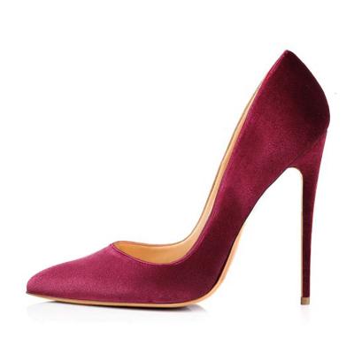 China Wholesale Lightweight Women's Pumps Burgundy Pointed Toe Pumps Classic Stilettos Women's Suede Pumps Shoes for sale