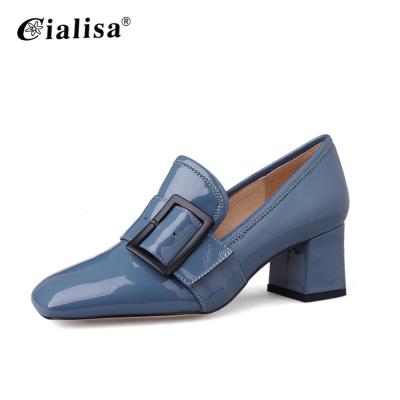 China Comfortable Anti-odor Chunky Heel Pumps Shoes Closed Toe Block Heels for sale