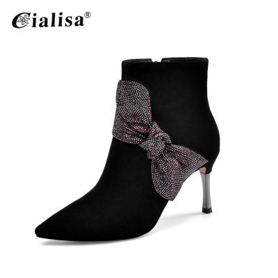 China Breathable Ladies Ankle Anti-odor Microfiber Stiletto Boots Pointed Toe Shoes for sale