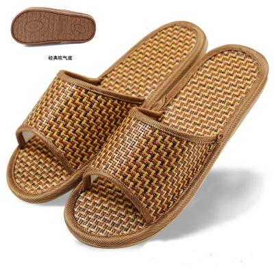 China Fashion Trend Rattan Slippers Natural Tropical Imperial Straw Men's And Women's Bamboo And Rattan Summer Slippers Walking Flat Sandals for sale