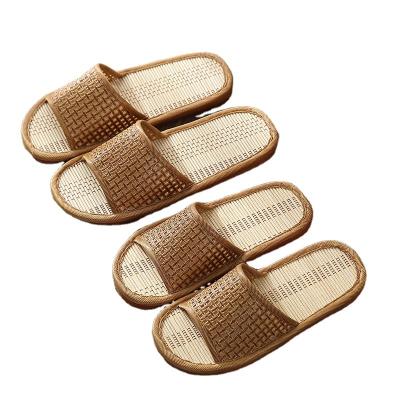 China 2022 Fashion Trend Hot Sale Indoor Bamboo Wooden Floor Shoes Straw Mat Sandals Summer Home Slippers Women Indoor Slipper for sale