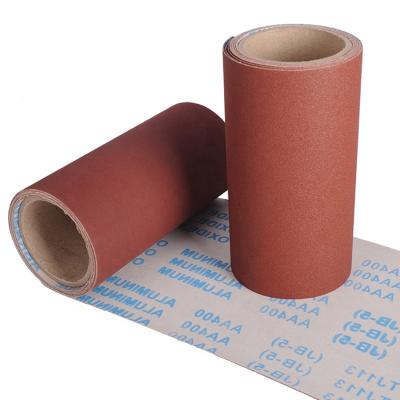 China Durable Abrasives Sanding Cloth Roll 60# Aluminum Oxide Red Sand 20cm*25m Hand Soft Emery Cloth Roll for sale