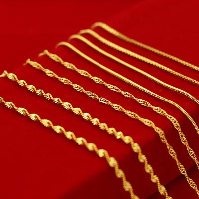 China Wholesale Exquisite Brass Plated Fashionable and Beautiful Gold Lady Necklace Snake Bone Box Chain Water Wave Chain Jewelry for sale