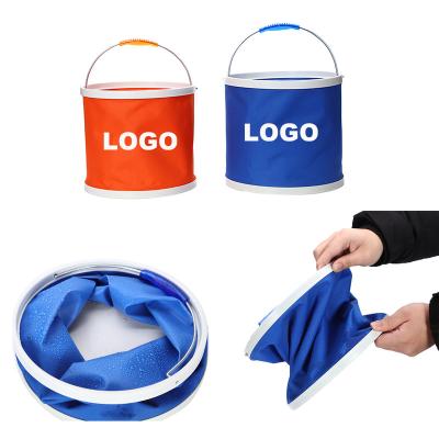 China Household cleaning portable folding outdoor folded durable waterproof water bucket Oxford cloth bucket can be customized logo for sale