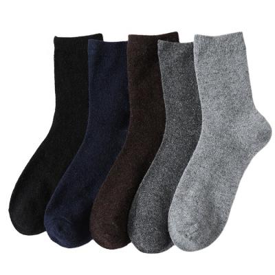 China High Quality Men's Thick Thermal Socks Pure Color Rabbit Wool Business Socks Winter Sweat-absorbent for sale