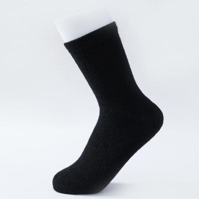 China Wholesale Hot Selling 2021 Winter Sweat-absorbent Medium Tube Warm Comfortable Solid Color Wool Knitted Men's Solid Color Socks for sale