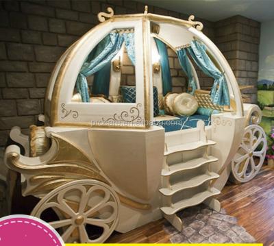 China Customized Solid Wood Children's Bedroom Furniture Cartoon Kids Princess Children's Trolley Bed for sale