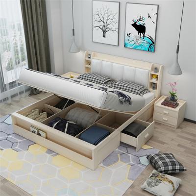 China Modern Wholesale Direct Wholesale Bedroom Furniture King Queen Size Gray Gas Lift Storage Bed for sale