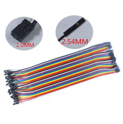 China Dupont Electronic Terminal 2 2.0mm To 2.54mm Rainbow Flat Cable Female Wiring Harness for sale