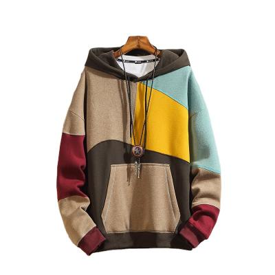 China Anti-wrinkle patchwork plus size customized men's hoodies and sweatshirts cotton men's sportswear 2021 luxury pullover men's hoodie for sale