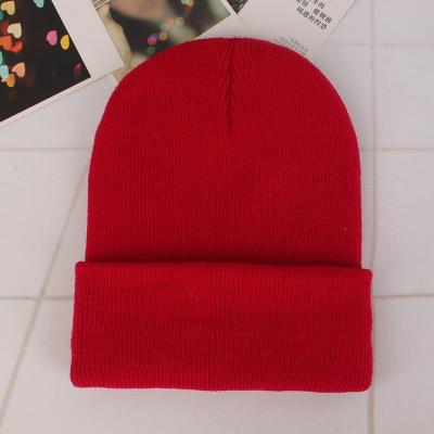 China JOINT Acrylic Hats Pure Color Knitted Hats Wool Hats Couples Wholesale Hats for sale