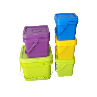 China With seal fittings in lids wholesale square plastic bucket with handle and lid cheap price customized square plastic buckets for sale