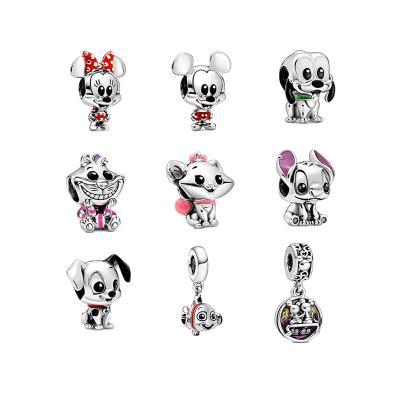 China Factory Wholesale TRENDY 100% Cute Fit 925 Sterling Silver Cartoon Mickey Minnie Charms For Pandora DIY Bracelet Jewelry Making for sale