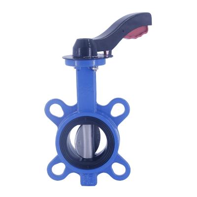 China DN50 PN10/16/25 General Ductile Iron Cast Iron Body Supported Handle Wafer End Manual Type Butterfly Valve for sale