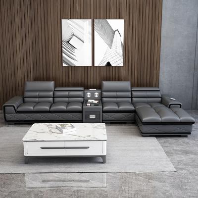 China Modern Leather Sofa Bed Living Room Furniture Sectional Sofa Set Luxury Couch L Shape Sofa Living Room Modern Design Furniture for sale