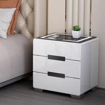 China New Design Adjustable Light Luxury Modern Touch Screen Solid Wood Smart Bedside Table (Other) for sale