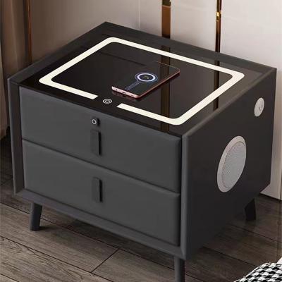 China New Design Adjustable Smart Bedroom Furniture Modern Led Night Lamp (Other) Bedside Table With Drawer for sale