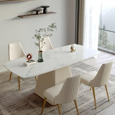 China Modern Minimalist Rectangular Luxury Light Marble Table Style Italian Dinner Table for sale