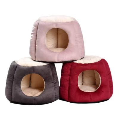 China Creative Partially Enclosed Cat Nest Kennel Circular Platform Wholesale High Quality Wooden Iron Cloth Dog Houses for sale