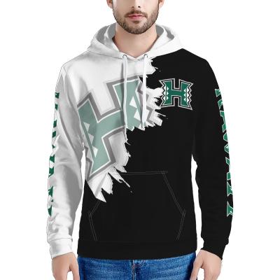 China Winter Men's Anti-Wrinkle OEM Winter Hoodie Hawaii Rainbow Warriors Hoodies Pullover Oversized Black White 2 Colors Hooded Sweatshirt With Pocket for sale