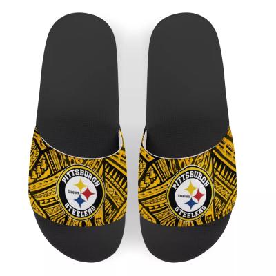 China Custom Outdoor Casual Slides Sandal Logo Slippers For Men Pittsburgh Steelers Boys Slippers NFLE Polynesian Lightweight Tribal Design Print for sale