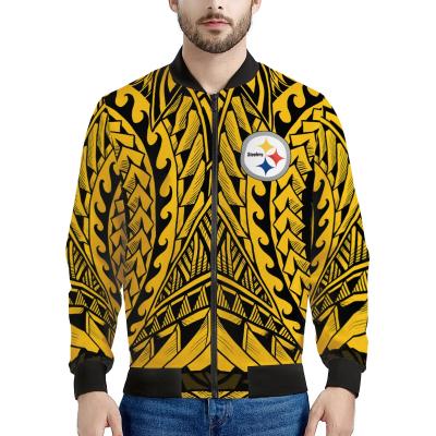 China Newest Fashion Autumn Designs Softshell Jacket NFL Pittsburgh Football Men's Tribal Jacket QUICK DRY Team Warm Yellow Anorak Tatau for sale