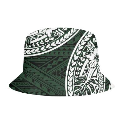 China 2021 New Street Striped Hats With White Fisherman Fashion Women Sun Hats Fashionable Dark Green Polynesian Tribal Bucket Hats Custom Made for sale