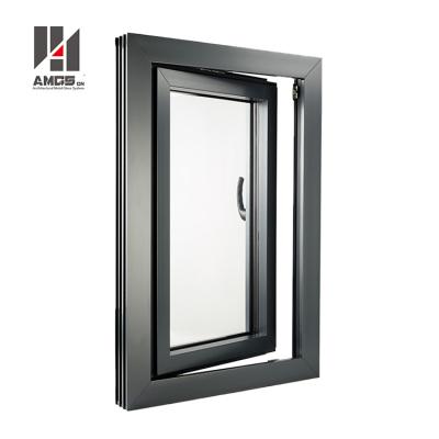 China Aluminum Folding Simple Design, House Safety Aluminum Metal Frosted Tempered Glass Tilt-Turn Hinge Later Standard Screen Window for sale